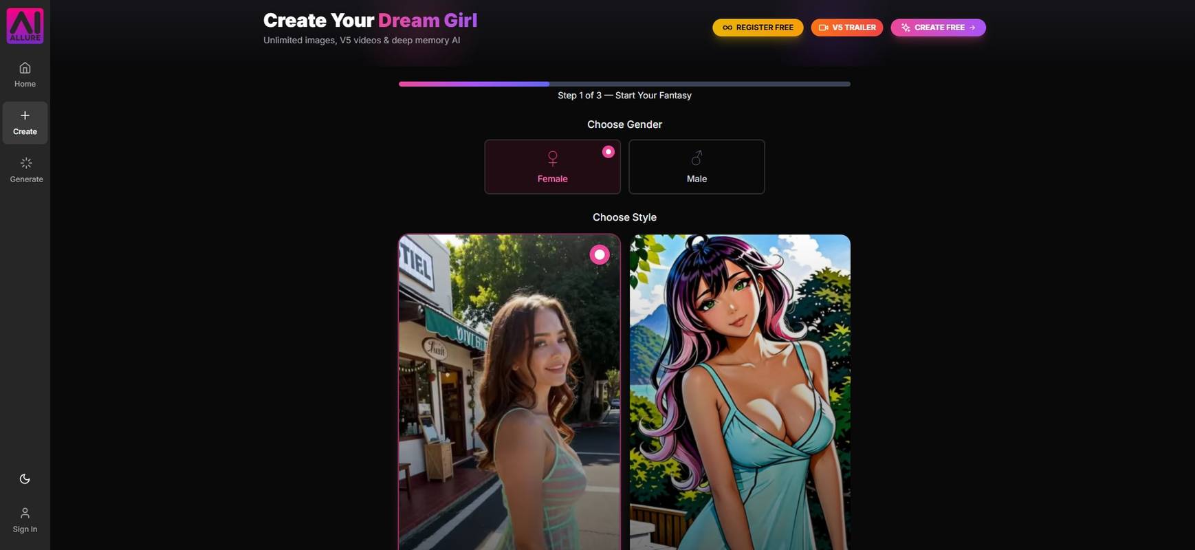 AI Allure POV Companion Video Interface